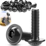 30 Stück Linsenkopfschrauben Edelstahl M6x25mm Schrauben M6 mit Flansch Innensechsrund ISO 7380-2 Flachkopfschrauben Edelstahl A2 V2A Schwarz Vollgewinde für Tischbeine Fahrzeugbau Holz Gerüst