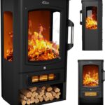 Tronitechnik® Elektrokamin elektrisch - Kaminfeuer mit LED Flammeneffekt, 1kW/2kW Watt Kamin, mit Thermostat Panorama-Sichtfenster Heizfunktion, 2 Heizstufen, mit Ventilation