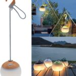 LED Campinglampe, 320 Lumen, 3 Lichtmodi, 2 Farben, 4000mAh Notstrombank, IPX5 Wasserdichte Camping Laternen USB C Wiederaufladbare LED Campinglampe für Camping, Wandern, Notfall (Holzmaserung)