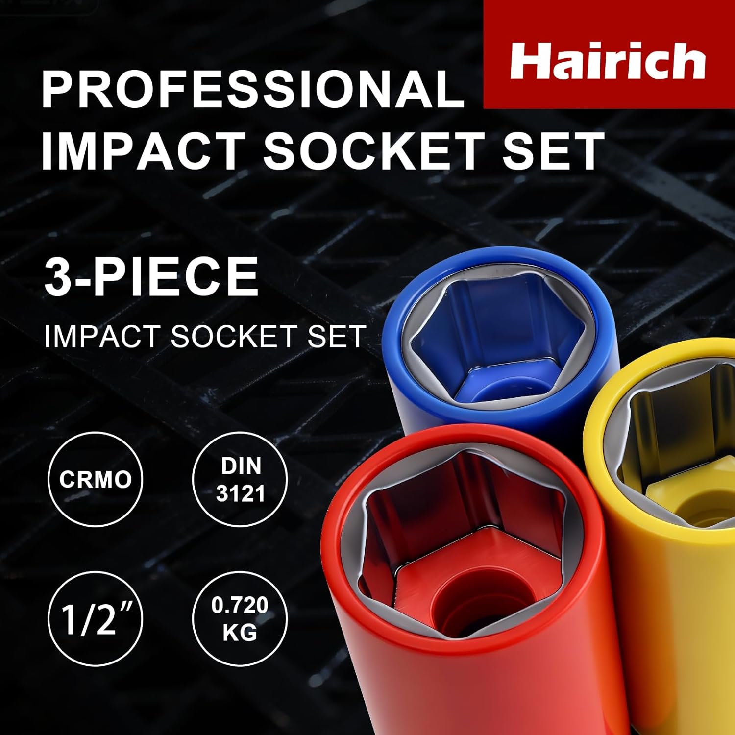 Hairich Schlagschrauber Nüsse 1/2" Set – Steckschlüsselsatz mit Felgenschutz für Radwechsel, 17/19/21 mm Langnüsse, Stecknuss Set für Alufelgen & Reifenwechsel – Bild 2