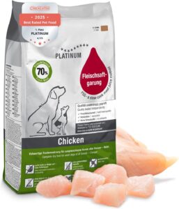 PLATINUM - Hundenahrung Adult Chicken aus Fleischsaftgarung - 5kg Hundefutter trocken nährstoffreich wie Barf - besonders schmackhaftes Hundetrockenfutter für kleine und große Hunde - in DE geprüft