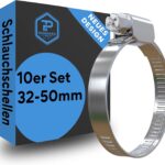 10x Schlauchschellen Edelstahl 32-50mm - Profi Qualität nach DIN 3017 für Pool, Teich und Garten