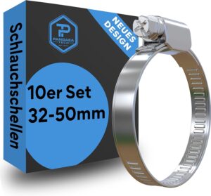 10x Schlauchschellen Edelstahl 32-50mm - Profi Qualität nach DIN 3017 für Pool, Teich und Garten