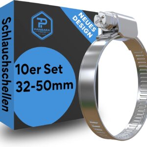 10x Schlauchschellen Edelstahl 32-50mm - Profi Qualität nach DIN 3017 für Pool, Teich und Garten