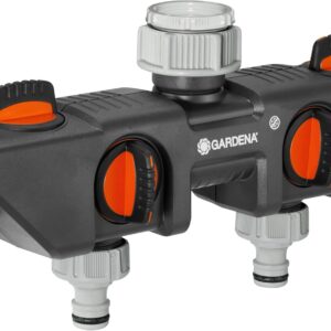Gardena 4-Wege-Verteiler: Anschlussmöglichkeit für bis zu 4 Geräte an den Wasserhahn, passend zu Gardena Bewässerungscomputern & -uhren, Wasserdurchfluss regulier- und absperrbar (8194-20)