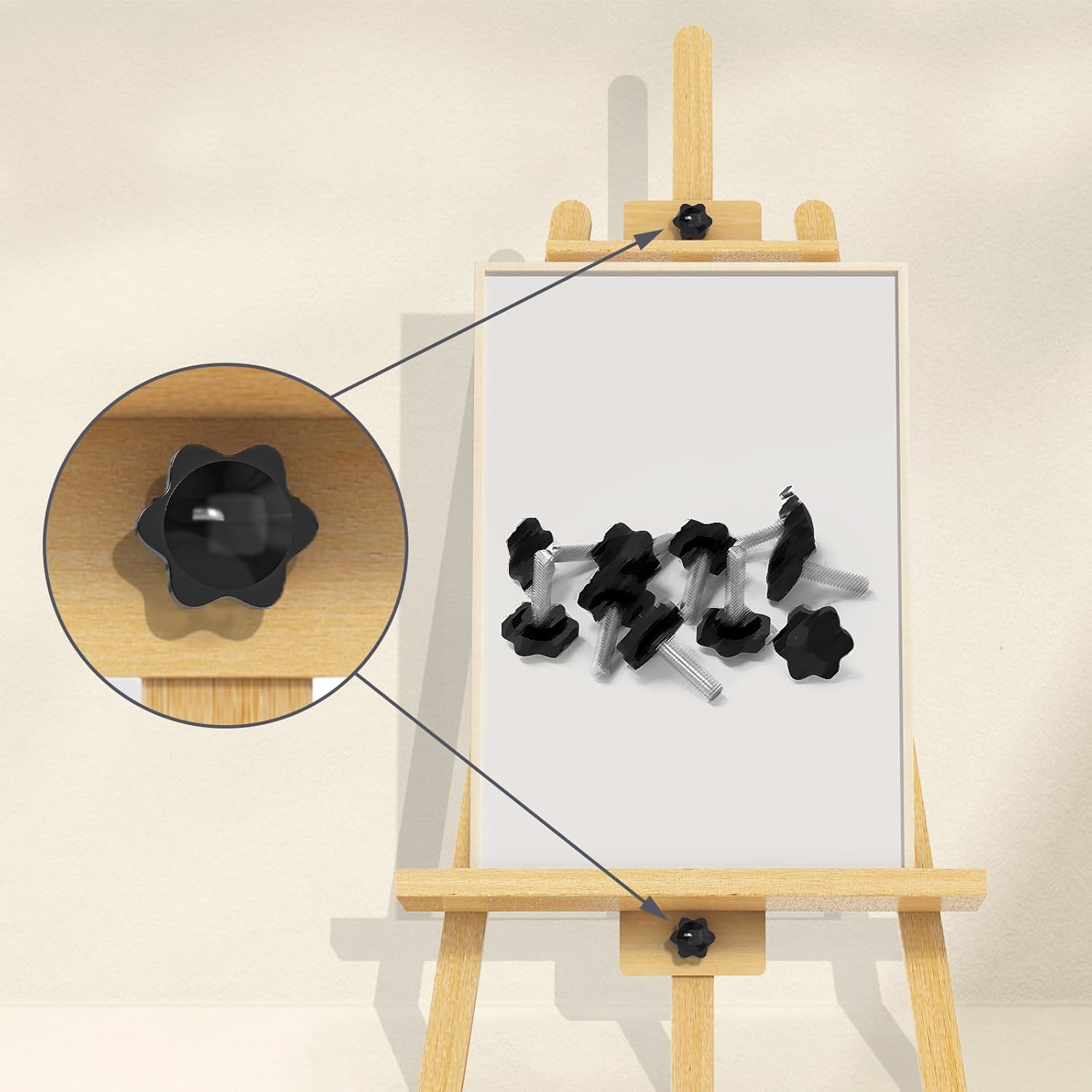 10 Stück Sterngriffschraube, Schrauben mit Griff M6x30mm, Rändelschraube, Sternkopfschraube, Sterngriffmutter, Klemmknopf für Werkzeugmaschine, Maschine(Schwarz) – Bild 5