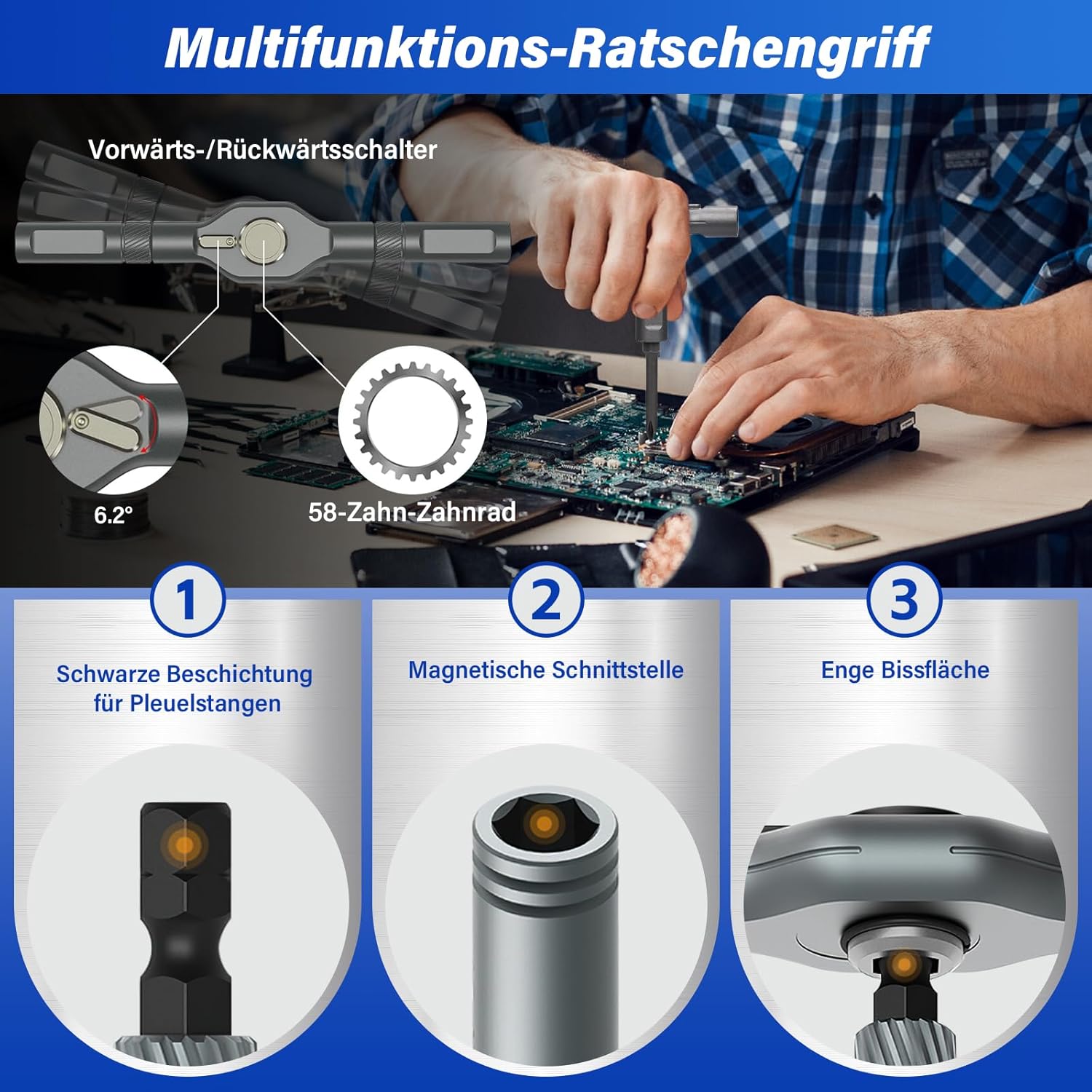 42-in-1 Magnetisches Schraubendreher-Set, Multi-Bit-Magnetschraubendreher-Set mit Abnehmbarem Ratschengriff, Griff Ratschen-Schraubendreher-Set mit 40 Bits, Präzisions-Reparatur-Werkzeug-Set – Bild 3