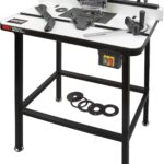 Trend WRT EU Freistehender Frästisch für Werkstatteinsatz, Laminierte 804 x 604 mm Arbeitsfläche, Einstellbarer Aluminiumanschlag mit 57 mm Absaugstutzen, Für feste Arbeitsstationen, 230V, WRT/EURO