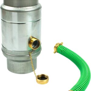 Zink Regenwassersammler 100 mm mit Schlauch- und Fassanschluss für das Fallrohr, Titanzink Regensammler 85% Wasser-Ertrag dank doppelwandigem Aufbau, Wassersammler für Regentonnen