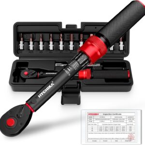 HYCHIKA 13-teiliger 1/4" Drehmomentschlüssel 5-25Nm, ±2% Präzision, 72-Zahn Drehmomentschlüssel Fahrrad Set mit Bits & Aufbewahrungskasten.
