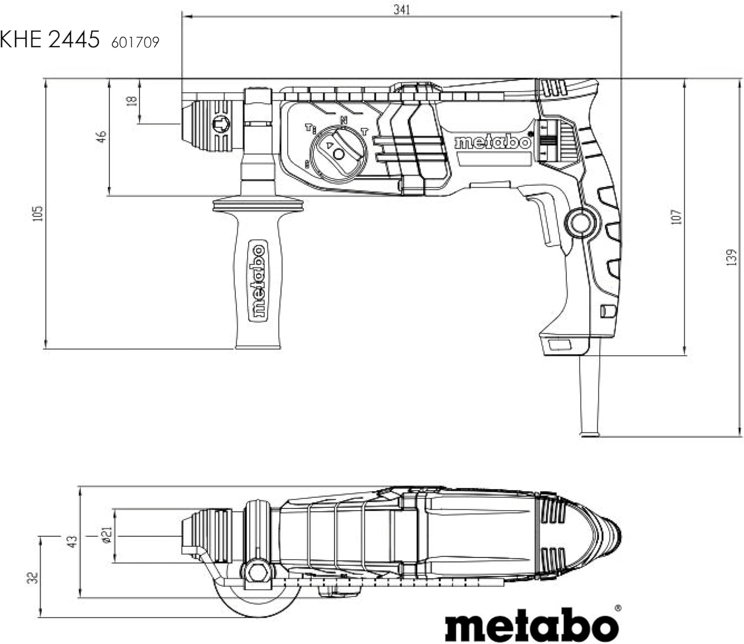 Metabo Kombihammer KHE 2445 – 601709500 – Kombihammer zum Hammerbohren, Bohren und Meißeln – 4 m Kabellänge – Bild 2