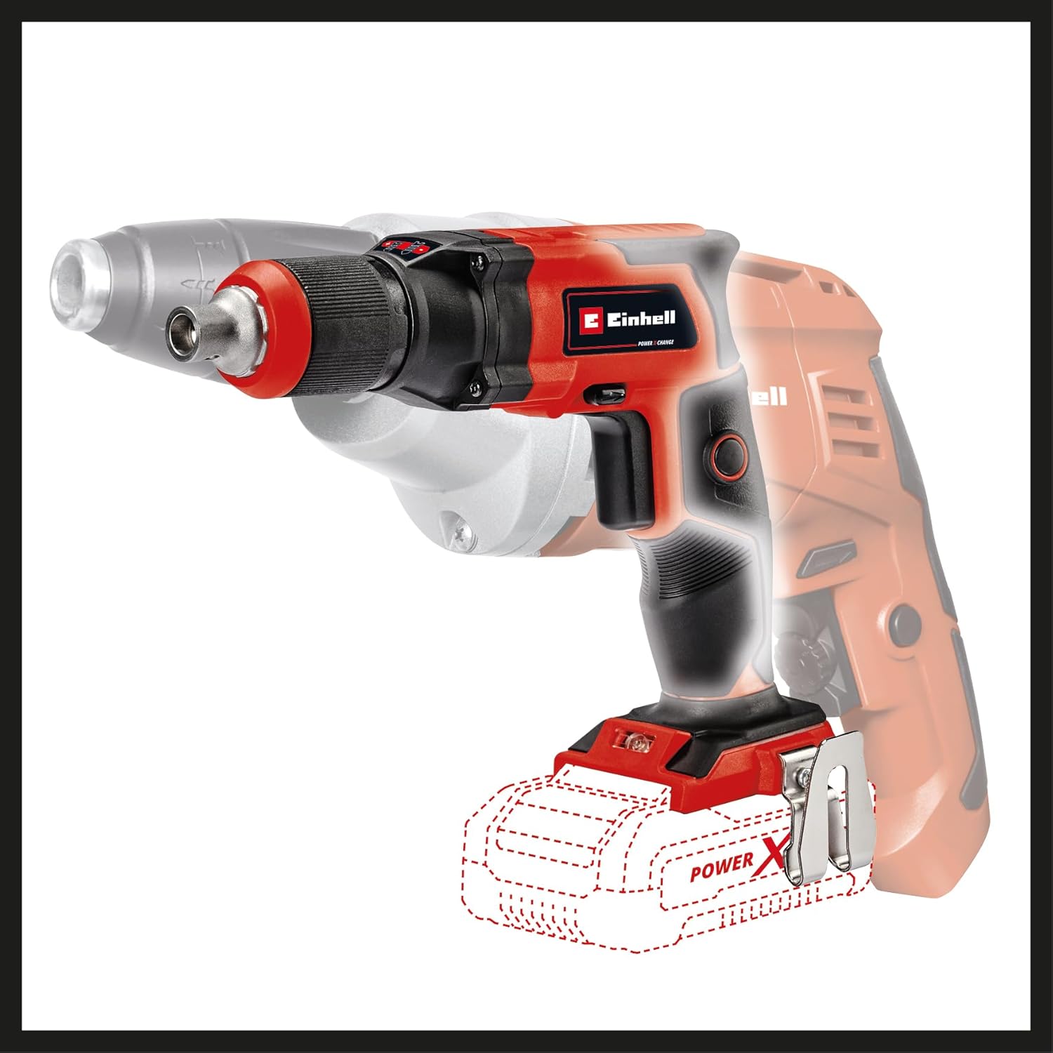 Einhell Akku-Trockenbauschrauber TE-DY 18 Li-Solo Power X-Change (Lithium-Ionen, 18 V, 4000 min-1, Tiefenanschlag, Dauerbetrieb, ohne Akku und Ladegerät, inkl. Koffer) – Bild 5