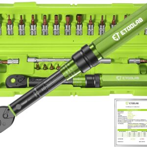 ETOOLAB 1/4" Drehmomentschlüssel Set-25tlg, ±3% Fehlergenauigkeit, 1-26 N·m/10-231,3 lbf·in, 72 Zähne Fahrrad Drehmomentschlüssel für Reifenwechsel/Motorrad/Fahrrad
