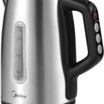 Midea Wasserkocher mit Temperatureinstellung (40-60-70-80-90-100°C), Edelstahl Wasserkocher 1,7 Liter, 2200W Kettle mit Wasserstandsanzeige, Warmhaltefunktion, Trockengehschutz, Doppelwand, BPA frei