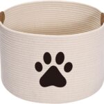 Morezi Hundespielzeug Aufbewahrungskorb，Hunde spielzeugkorb,Aufbewahrungskorb aus Baumwollseil, ideal für die Organisation von HaustierSpielzeug, Heimtierbedarf，Decken,Beige