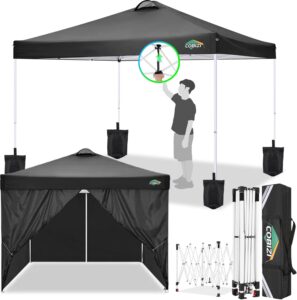 COBIZI faltpavillon 3x3,pavillon 3x3 wasserdicht stabil Winterfest,mit 4 Seitenteilen,4 Sandsäcke und Entlüftung,UV Schutz 50+,pop up pavillons faltbar partyzelt 3x3m für Outdoor Garten(Schwarz