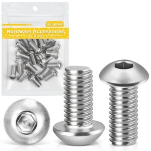 Caianwin M8 x 16mm 20Pcs Linsenkopfschrauben Innensechskant 304 Edelstahl Flachrundkopfschrauben für den Möbeleinbau,Industriebereiche