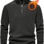 Pullover Herren Fleece Warmes Microfleece Sweatshirt Half Zip Fleecepullover für Herbst und Winter