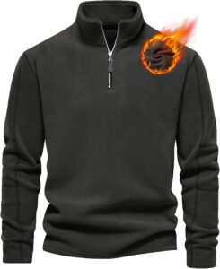 Pullover Herren Fleece Warmes Microfleece Sweatshirt Half Zip Fleecepullover für Herbst und Winter