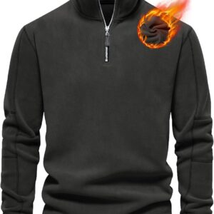 Pullover Herren Fleece Warmes Microfleece Sweatshirt Half Zip Fleecepullover für Herbst und Winter