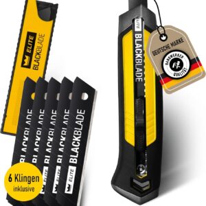 ELITE STRONGHAND Universalmesser-Set inkl. 5x BLACKBLADE-Ersatzklingen – robustes und präzises Teppichmesser, Cuttermesser, Bodenlegermesser mit ergonomischem Anti-Rutsch-Griff