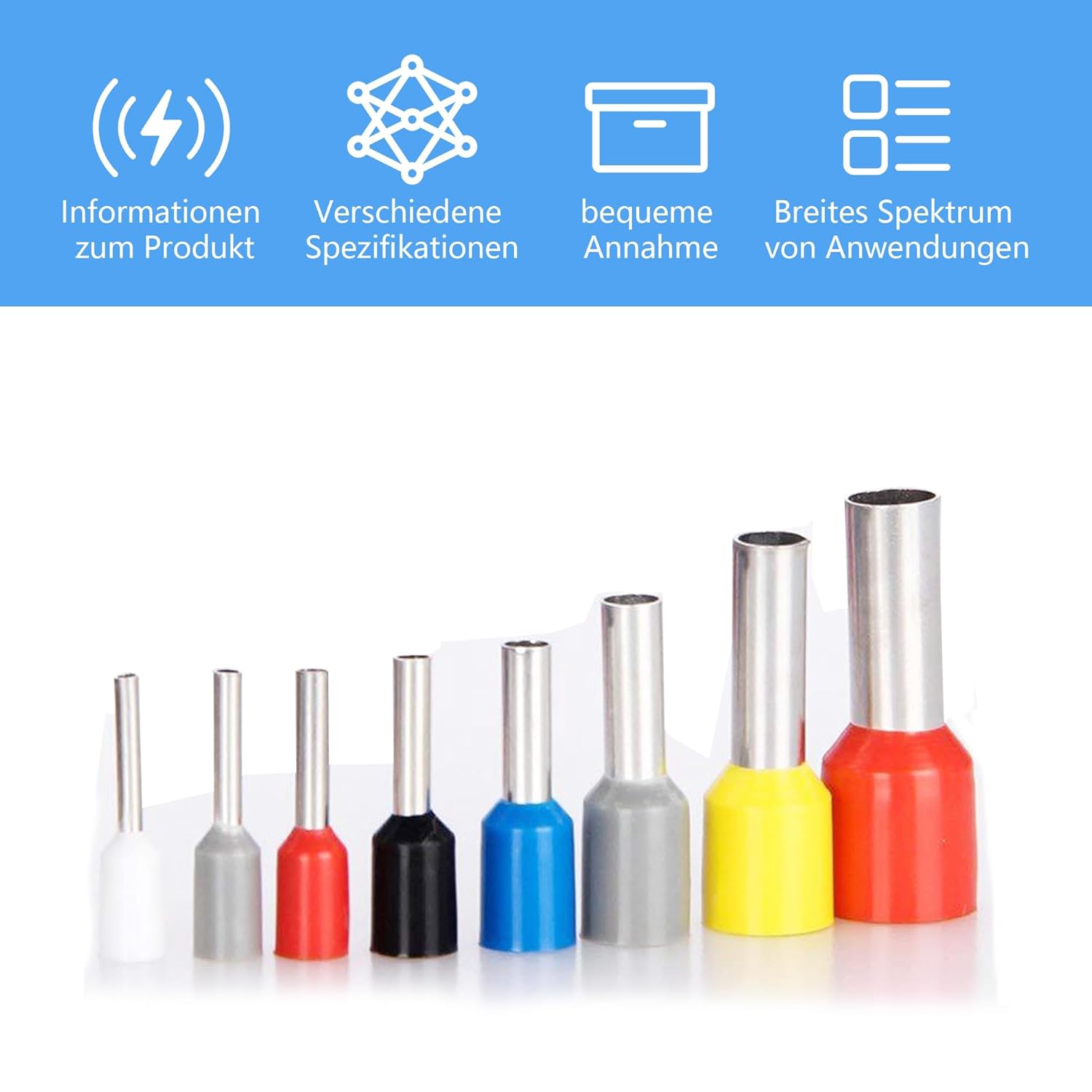 Aderendhülsen Set 2000 Stück, 0,5 mm² - 10 mm² Isolierte Aderendhülsen Sortiment für Drahtverbindung – Bild 3