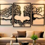 VAILLA Wanddeko, Wandbild aus Holz, Home Wall Art Dekoration 3D, Moderne Bilder für Zuhause Büro Schlafzimmer, Wohnzimmer und Küche (Gesichter 2)