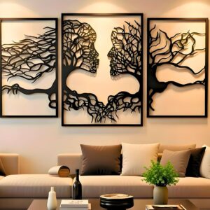 VAILLA Wanddeko, Wandbild aus Holz, Home Wall Art Dekoration 3D, Moderne Bilder für Zuhause Büro Schlafzimmer, Wohnzimmer und Küche (Gesichter 2)