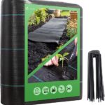VOUNOT® Unkrautvlies 2x10m mit 30 Bodenanker, Reißfestes Gartenvlies Wasserdurchlässig, Mulchfolie für Garten, Hochbeet und Terrasse, Premium Unkrautfolie 100g/m²