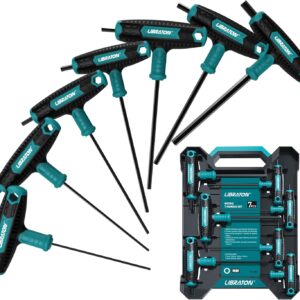 LIBRATON T-Griff schlüssel-Satz, Metrisch T Griff Schraubendreher Set 7tlg, 2.5-10mm,Innensechskant Stiftschlüssel mit Quergriffen