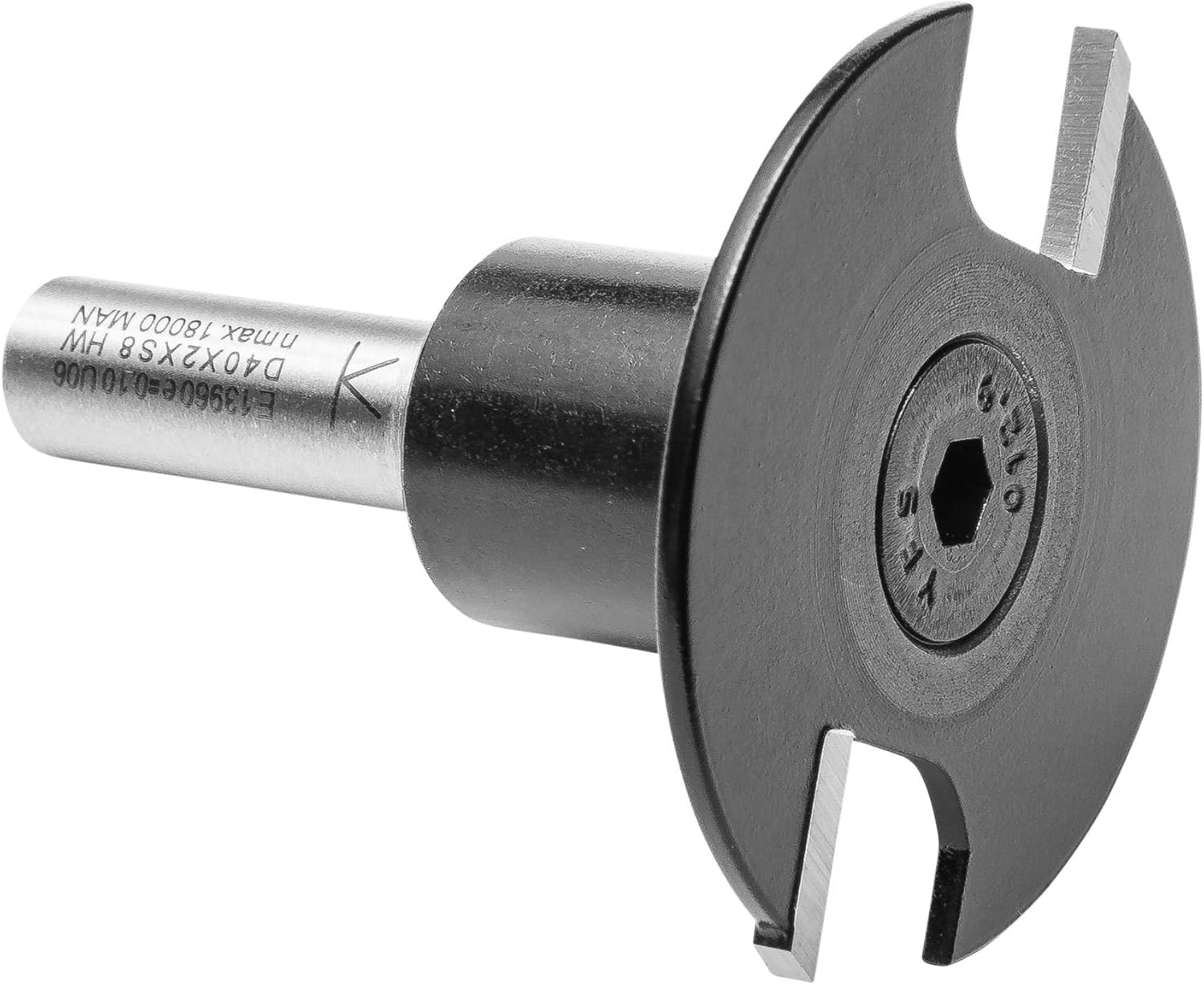 ENT 13960 Scheibennutfräser HW, Schaft (S) 8 mm, Durchmesser (D) 40 mm, NL 2 mm, GL 50 mm, auf Aufnahmedorn montiert – Bild 5