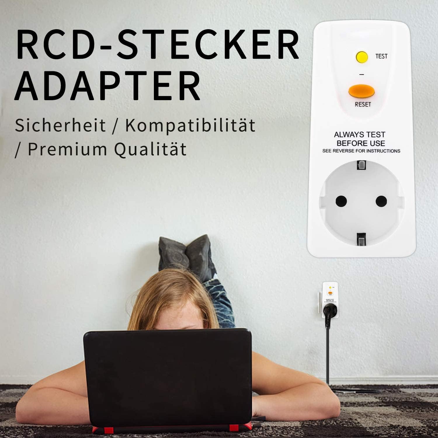 Fi Schutzschalter Steckdose,Personenschutzstecker Anti-Leckagen und Elektro-Schock, 10mA-Schutzkontakt 230 V,16A Schutzschalter Stecker, passend für Haushalt Geräte, Werkzeuge, außen – Bild 5