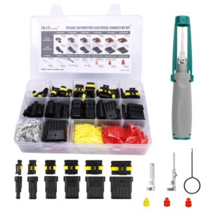 JRready ST6482 Kfz Steckverbinder Wasserdichter 733Pcs 1/2/3/4/5/6-Polig mit Abzieherset, Gestanzte Kontakte 16-18AWG, Kfz Stecker Steckverbindung für Motorrad LKW Auto Boote Motorroller