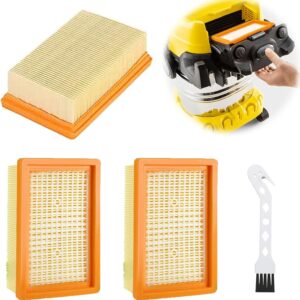 3 Stück Flachfaltenfilter für Kärcher WD4, für kärcher WD5, für kärcher WD6, MV4, MV5, MV6 Mehrzwecksauger mit 1 kleinen Bürste, staubsauger zubehör für Kärcher Filter,Filter Ersatz für Kärcher 2.863-