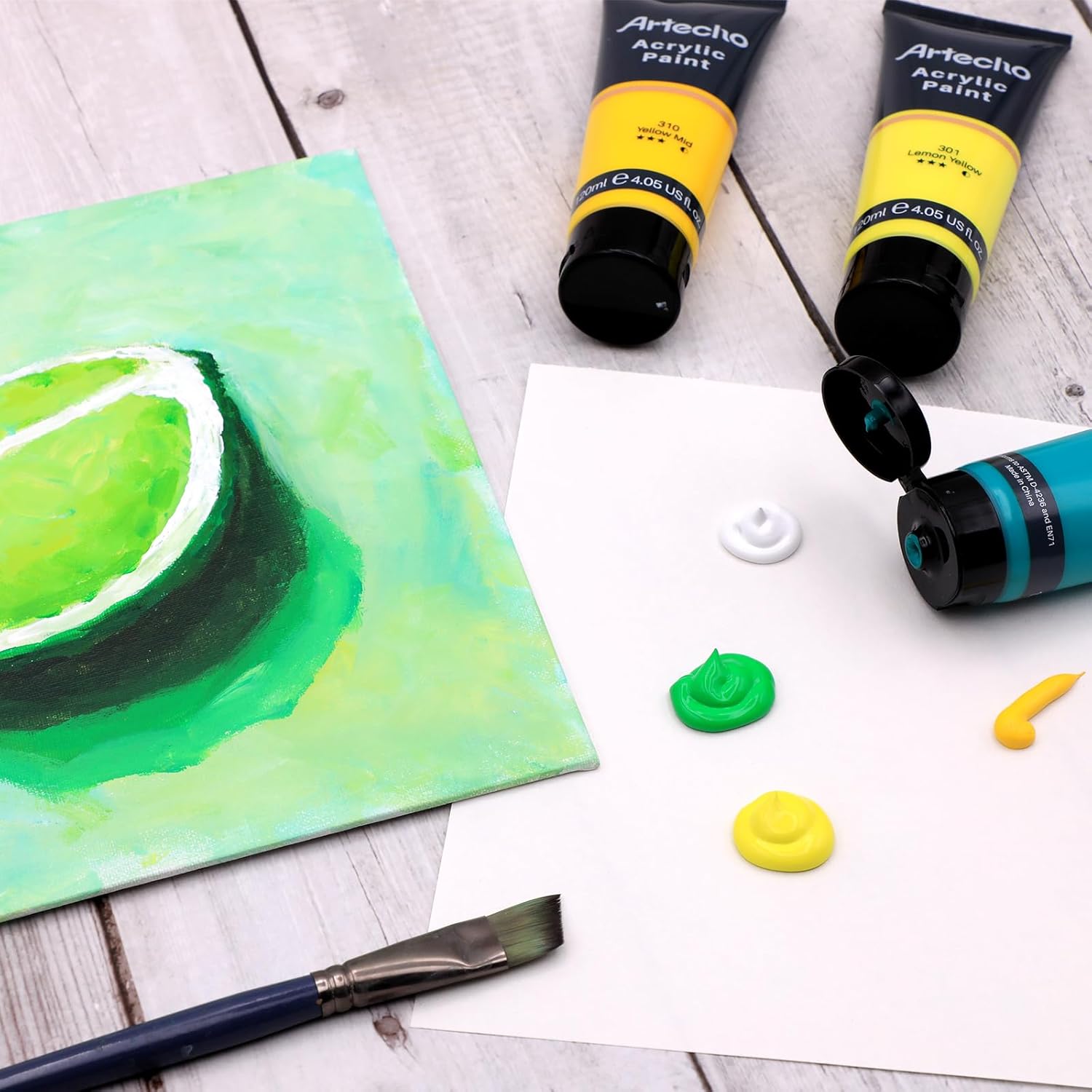 Artecho Acrylfarben Set Professional 20x120 ml, Acrylic Paint Set, Wasserfest und Lichtecht, Schnell Trocknend, Ideal für Leinwand, Holz, Stoff, Handwerk, Leder und Stein. – Bild 4