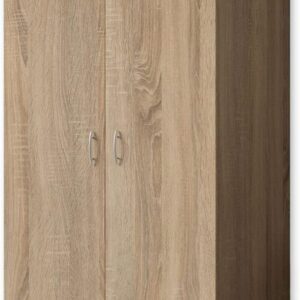 Stella Trading BASE Zeitloser Kleiderschrank in drei verschiedenen Größen - Vielseitiger Drehtürenschrank in Eiche Sonoma Optik - 80 x 177 x 52 cm (B/H/T)