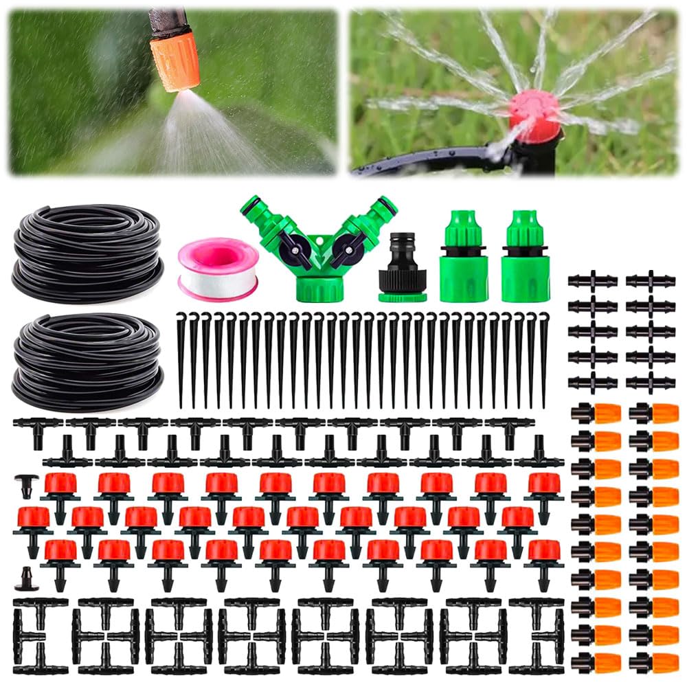 30M Bewässerungssystem Garten, 149 Stück Bewässerung Kit, mit Verstellbaren Düsen, Automatische Bewässerungssystem Gewächshaus,DIY Gartenbewässerung,Micro Drip Tröpfchenbewässerung für Pflanzen