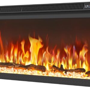 YITAHOME 102cm Elektrokamin mit Heizung, 3-in-1 Kamin Wand/Einbau/Stand mit Panoramaview, Elektrische Kamin mit LED-Flammeneffekt,12 Flammenfarben, Heizfunktion, Thermostat, Timer, Fernbedienung