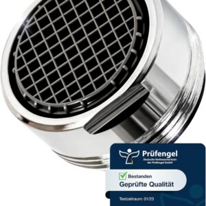 M. ROSENFELD HOME Strahlregler Wasserhahn Aufsatz Küche & Bad M24 Wassersparen 5 l/min - High Tech Anti Kalk Wasserhahn Sieb mit Kugelförmige Filter - Luftsprudler aus Messing - In Italien hergestellt