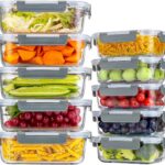 KUMD 20er Set (10-Pack) Glas Vorratsdosen - 5x 1040ml & 5x 370ml Borosilikatglas für Mikrowelle & Meal Prep, Ofenfest, Auslaufsicher
