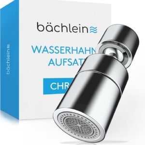 Bächlein Wasserhahn-Aufsatz in Chrom mit zwei Strahlarten - Drehbarer Wasserhahn-Luftsprudler für Küchenarmaturen