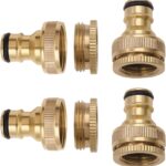 4 Stück Messing Schlauchanschluss 1/2 Zoll und 3/4 Zoll 2-in-1 Anschluss Gartenschlauch Anschluss Adapter Wasserhahn und Garten Schlauch Schlauchverbinder
