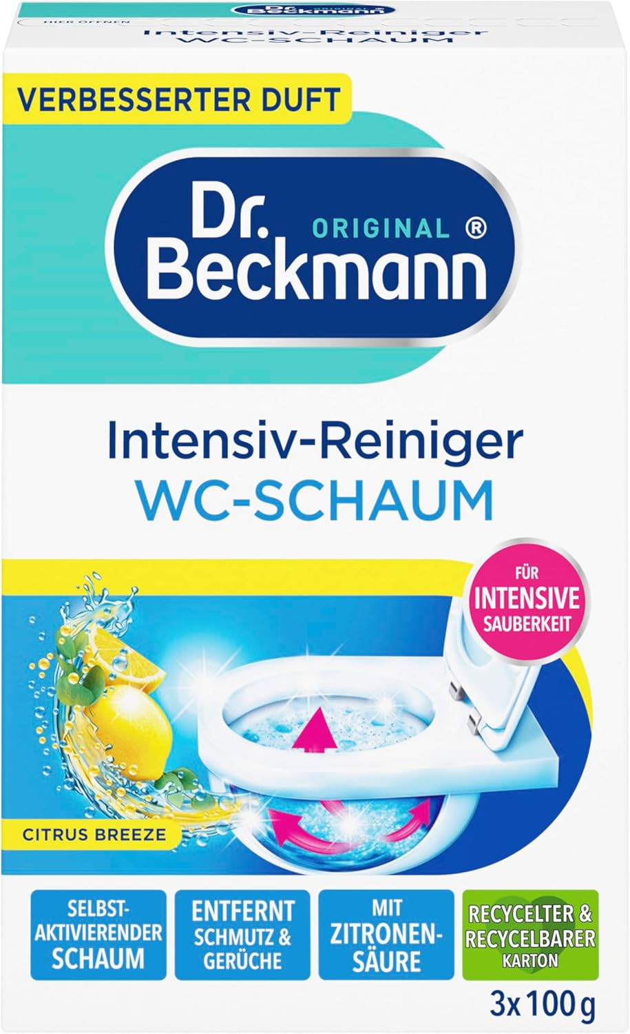 Dr. Beckmann Intensiv-Reiniger Wc-Schaum, Selbstaktivierender Schaum 3x 100 g ( Ein Bild des Artikels zeigt zwei verschiedene Versionen )