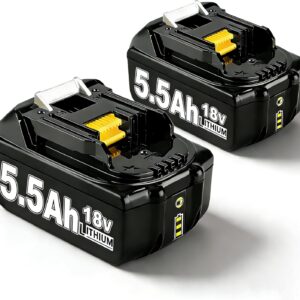 2X 18V 5.5Ah/5500mAh Ersatzakku für makita akku Kompatibel BL1860B BL1850B BL1840 BL1815 BL1860B BL1850 BL1835 BL1845 194205-3 BL1860 BL1890 BL1415 BL1430 BL144 LXT-400 with LED Werkzeugakku