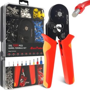 Crimpzange Aderendhülsen Set für 0.08-16mm², AivaToba Aderendhülsenzange mit 1200 Stück, Crimping Pliers & Aderendhülsen Set für Heimwerker und industrieller Bedarf Presszange 16mm2