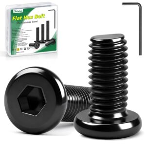 20 Stück M5 x 12 Schrauben Schwarz, Bolatus Innensechskant Flachkopfschrauben, Edelstahl A2 V2A Flachkopfschrauben mit Inbusschlüssel für Möbel, Parkstühle, Elektrogeräte, Motorradzubehör usw