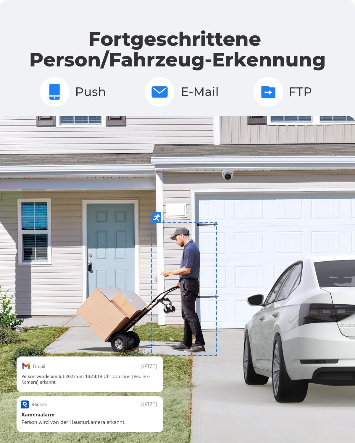 Reolink 5MP PoE IP Kamera Outdoor mit Personen-/Autoerkennung, Überwachungskamera Aussen mit Zeitraffer, IR Nachtsicht, Wasserfest, microSD Kartensteckplatz, RLC-520A – Bild 3