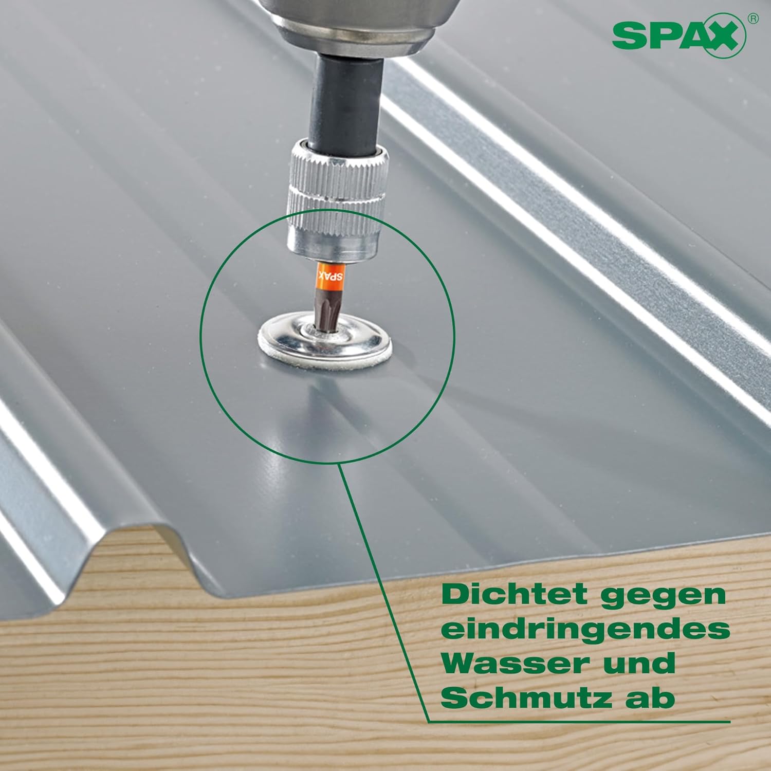 Spenglerschraube, 4,5 x 25 mm, 75 Stück, Vollgewinde, Linsensenkkopf, T-STAR plus T20, 4CUT, Edelstahl rostfrei A2, Dichtscheibe 15mm - 4587000450257 – Bild 4