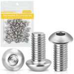 Caianwin M6 x 10mm 50Pcs Linsenkopfschrauben Innensechskant 304 Edelstahl Flachrundkopfschrauben für den Möbeleinbau,Industriebereiche