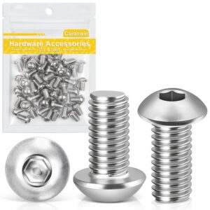 Caianwin M6 x 10mm 50Pcs Linsenkopfschrauben Innensechskant 304 Edelstahl Flachrundkopfschrauben für den Möbeleinbau,Industriebereiche